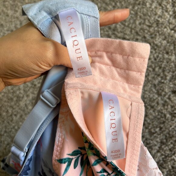 Cacique 42DD Floral T-Shirt & Plunge Bras Set Of 2 - Picture 4 of 10